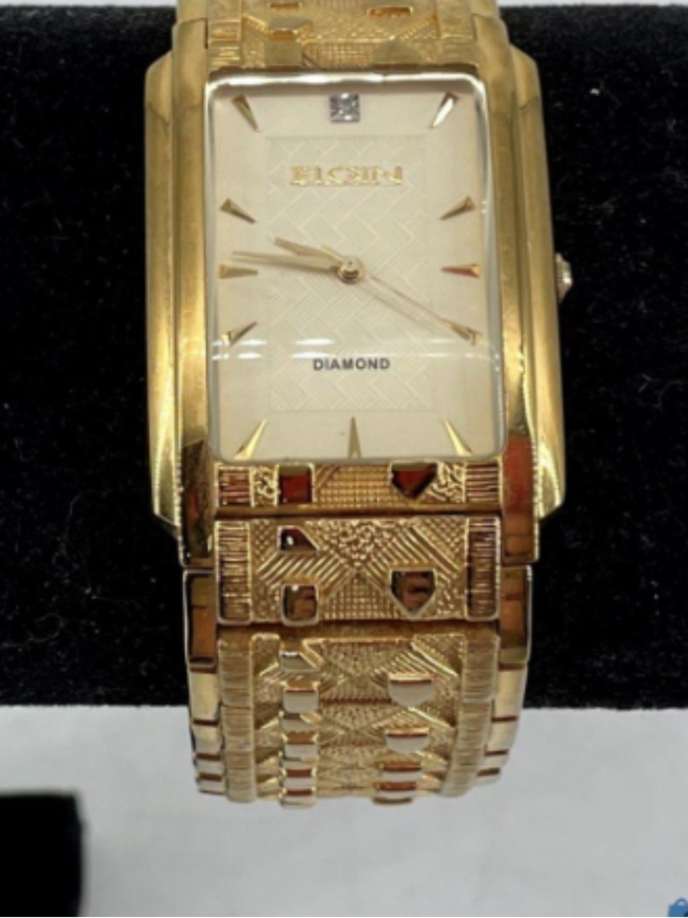 EIgin Gold Tone Men’s Diamond Accent Rectangular Watch